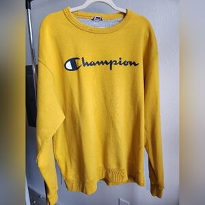 Champion Men Mustard Crew Neck Sweater